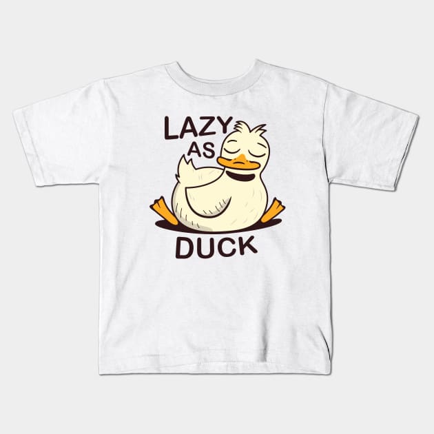 Lazy As Duck Kids T-Shirt by JS Arts